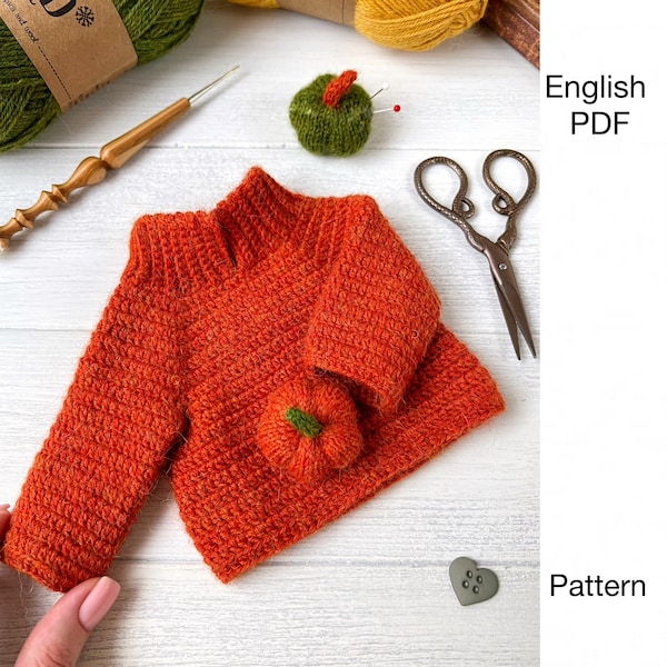 Sweater crochet pattern - PDF - crochet sweater for 10.5-12.8 inches toys - DIGITAL crochet pattern - English