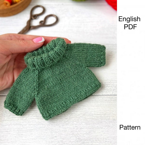 Toy sweater knitting pattern - PDF - knitting sweater for 7.5-9.5 inches toys - DIGITAL knitting pattern - English