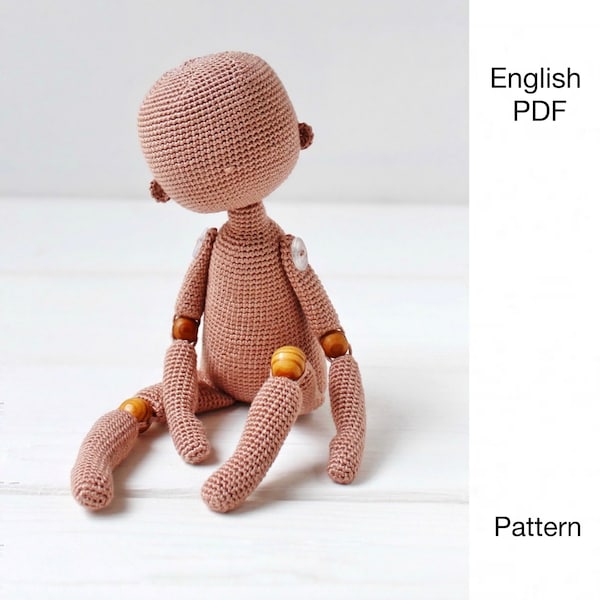 Patrón de crochet base muñeca - PDF - Base muñeca Amigurumi - Patrón de crochet DIGITAL - Inglés