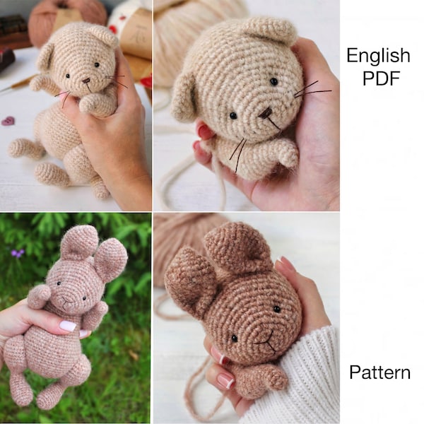 Kätzchen und Hase Häkelanleitung - PDF - Amigurumi Kaninchen und Kätzchen (2 in 1) - DIGITALE Häkelanleitung - Englisch