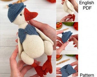 Goose with cap and vest crochet pattern - PDF -  amigurumi goose - crochet goose with outfit - DIGITAL crochet pattern - English