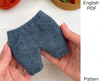 Small pants knitting pattern - PDF - knitting pants for 7-8.6 inches toys - DIGITAL knitting pattern - English