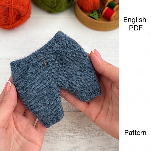 Small pants knitting pattern - PDF - knitting pants for 7-8.6 inches toys - DIGITAL knitting pattern - English