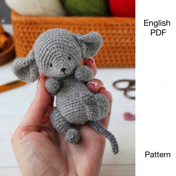 Patrón de Ganchillo Ratón - PDF - Amigurumi ratón - Patrón de crochet DIGITAL - Inglés