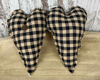 Homespun Black/Tan Heart Mini Pillow