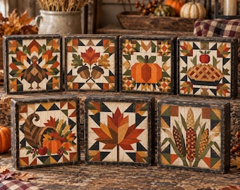 Primitive Thanksgiving Quilt Desk Sitters,