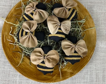 Adorable Primitive Bee Bowl Fillers | Handmade Muslin Bees | Farmhouse Tiered Tray & Dough Bowl Decor