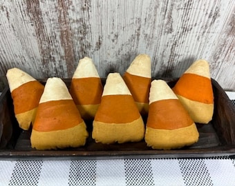 Primitive Candy Corn Bowl Fillers | Handmade Fall Halloween Decor | Farmhouse Tiered Tray Dough Bowl Shelf Sitter Accents