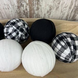 Lot of 6 Fabric Wrapped Rag Balls, Tiered Tray Decor, Farmhouse Dough Bowl or Basket Filler, Home Decor