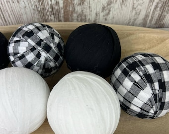 Fabric Wrapped Rag Balls, Tiered Tray Decor, Farmhouse Dough Bowl or Basket Filler, Home Decor
