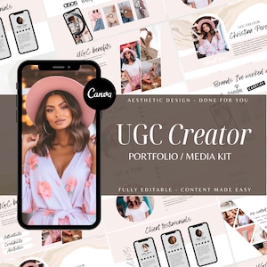 UGC Portfolio Template Editable Canva Template Customizable UGC Template UGC Website Template Beige Aesthetic Portfolio Template Media Kit