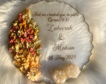 Personalisiertes Ringtablett aus Resin, Hochzeit ,Engagement & nikkah