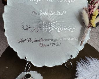 Personalisiertes Harz Nikkah Tablett | Benutzerdefinierte islamischen Hochzeitsgeschenk | Muslimischen Verlobung Dekor