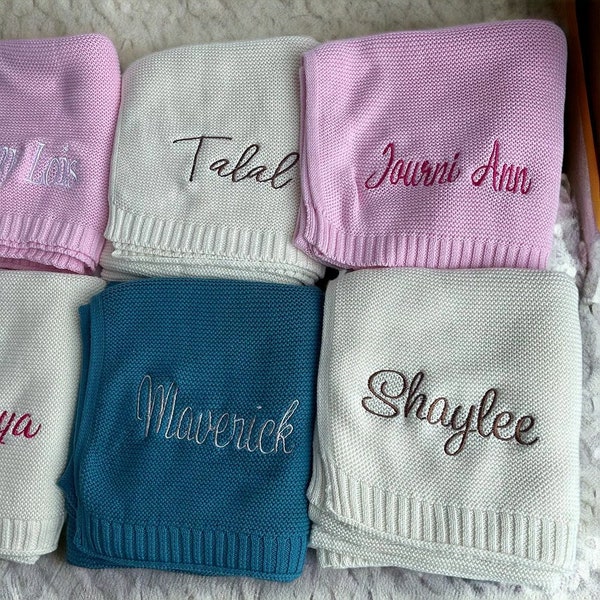 Baby Blanket, Baby gift, Newborn gift, Personalized Name, Stroller Blanket, Newborn Baby Gift, Soft Breathable Cotton Knit