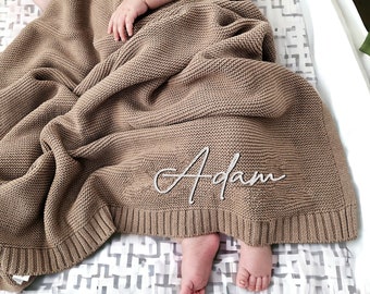 Regalo personalizzato per coperta per bambini con nome ricamato, coperta per passeggino, regalo per neonato, morbida maglia di cotone traspirante, regalo per neonato