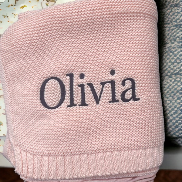 Baby Blanket, Baby gift, Newborn gift, Personalized Name, Stroller Blanket, Newborn Baby Gift, Soft Breathable Cotton Knit