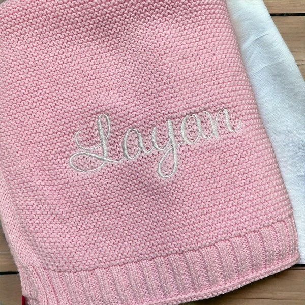 Baby Blanket, Baby gift, Newborn gift, Personalized Name, Stroller Blanket, Newborn Baby Gift, Soft Breathable Cotton Knit