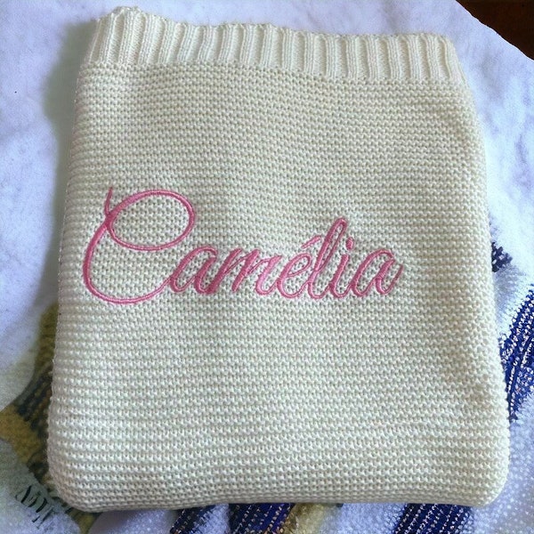 Baby Blanket, Baby gift, Newborn gift, Personalized Name, Stroller Blanket, Newborn Baby Gift, Soft Breathable Cotton Knit