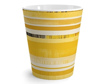 Mug à café rayé jaune, tasse à thé, art graphique