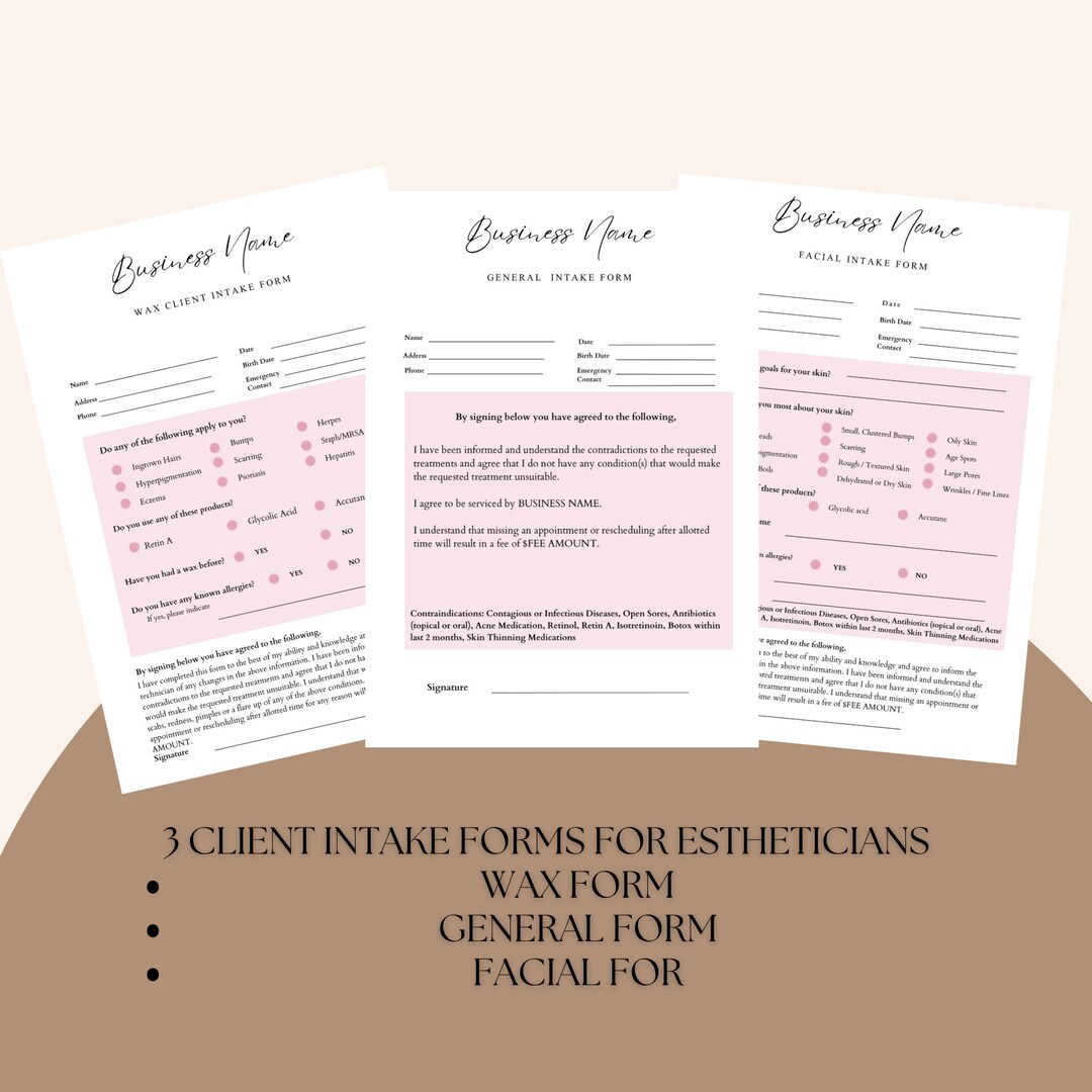 Wax Client Intake Form, Facial Consent Form - Etsy