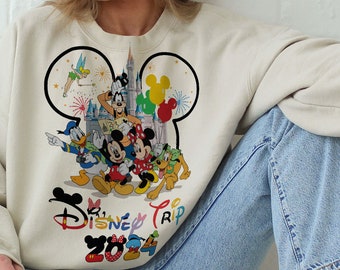 2024 Sudadera Disney Trip, Adultos Niños Disneyland, Sudadera Disneyworld Trip, Sudadera Disney, Sudadera a juego Minnie Mickey