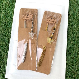 Marcapáginas de mariposa Duo, marcador de cuentas hecho a mano, marcador personalizado, marcador sólido, lindo dije de mariposa, regalo a juego