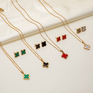 Gold Plated Clover Necklace, Good Luck Pendant, Four Leaf  Necklace, 18&quot; Dainty Gold Necklace, Gift for Mom, Gift For Women, Gifts For Her