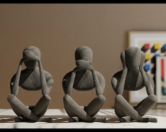 Nobody Hear no evil,Speak no evil,See no evil,Modern art,Faceless figure,Modern sculpture,Home decor,Housewarming gift,Elegant gift