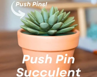 Push pin succulent, 3d printed plant, push pin stem, office, succulent, birthday gift, housewarming