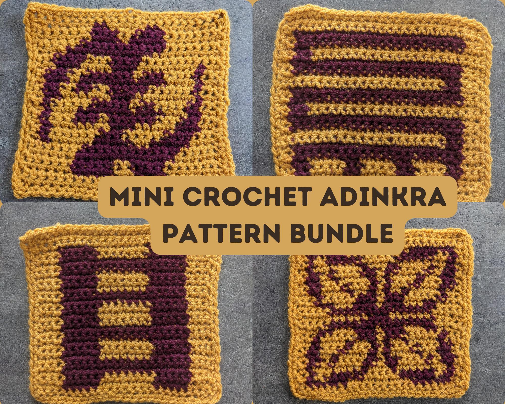 Mini Crochet Adinkra Pattern Bundle Traditional African Tapestry Gift ...