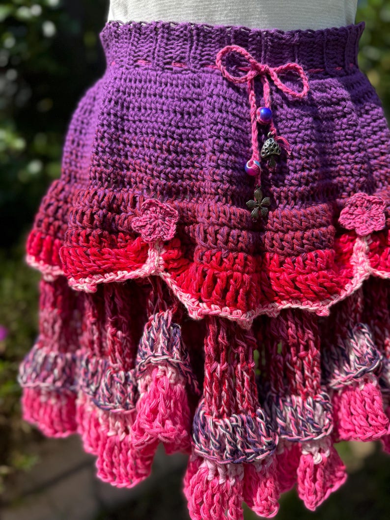 Fairycore Crochet Ruffle Flora Bloom Fantasy Skirt Pattern Gift for ...