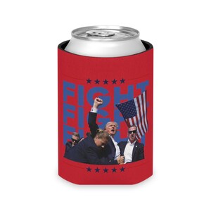 Trump 2024 Can Cooler Trump Fight Shot Drink Koozie Republican Drink Sleeve Make America Great Again Beer Sleeve Gift for Women Men Coozie