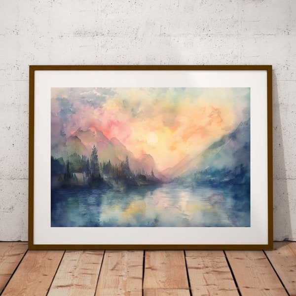Landscape Digital Wall Art | Water Color Painting | Wall Decor