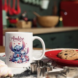 Mug Stitch et Angel personnalisable avec prénom au choix ...Tasse céramique cadeau enfant, anniversaire, personnages animés en sublimation image 4