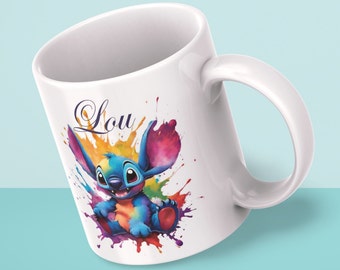 Mug Stitch personnalisable avec prénom au choix ... / Tasse céramique, cadeau, enfant, anniversaire, personnage animé, sublimation