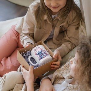 Mug Stitch et Angel personnalisable avec prénom au choix ...Tasse céramique cadeau enfant, anniversaire, personnages animés en sublimation image 5