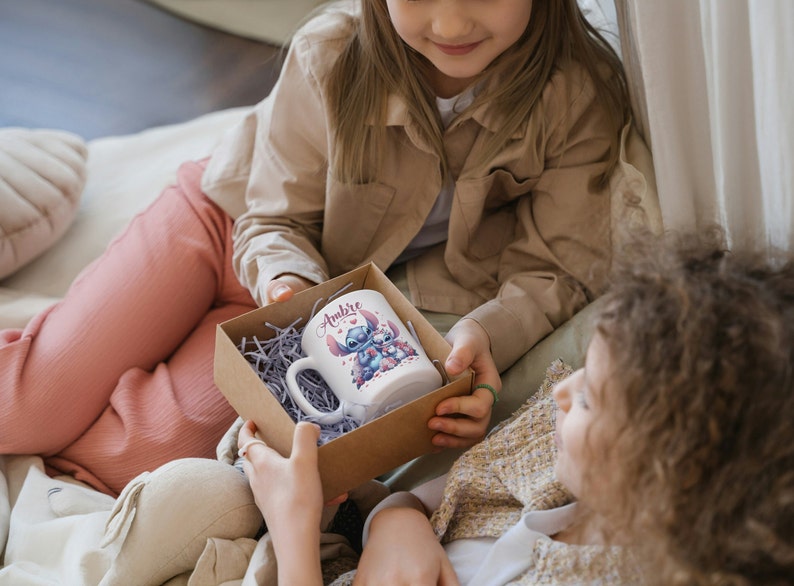 Mug Stitch et Angel personnalisable avec prénom au choix ...Tasse céramique cadeau enfant, anniversaire, personnages animés en sublimation image 5