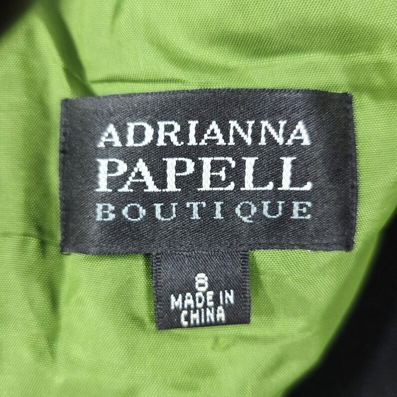 Vintage Adrianna Papell Boutique Green Black Lace Halter Dress Size 8 Whimsygoth image 3
