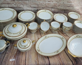 Vintage Royal Embassy China Adrian Pattern 12 Place Setting Japan 1950s 77 Pcs
