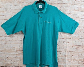 vintage South Seas Plantation polo pour homme large bleu sarcelle à coutures simples Outer Bank