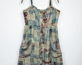 Maeve Anthropologie 100% Silk Button Front Mini Dress Woman 2 Abstract Print Y2K