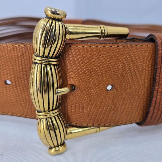 Vintage Doppia Vita Brown Leather Belt Vintage Doppia Vita Italy Leather Western Belt Unisex Brown  main image 4