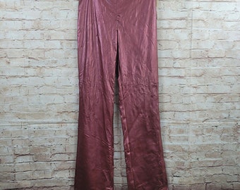 STAR C.C.C. Vintage 90s Pants Juniors SIZE 5 Red Shiny Straight Leg Midrise FLAW