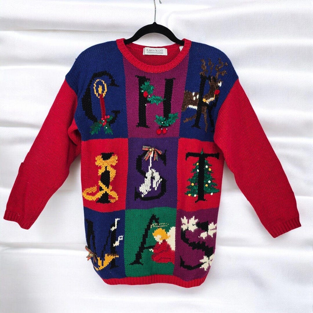 Sweat-shirt Karen Scott Rouge Noël Taille S Avec Arbres - Occasion Très Bon état, Intérieur Doux