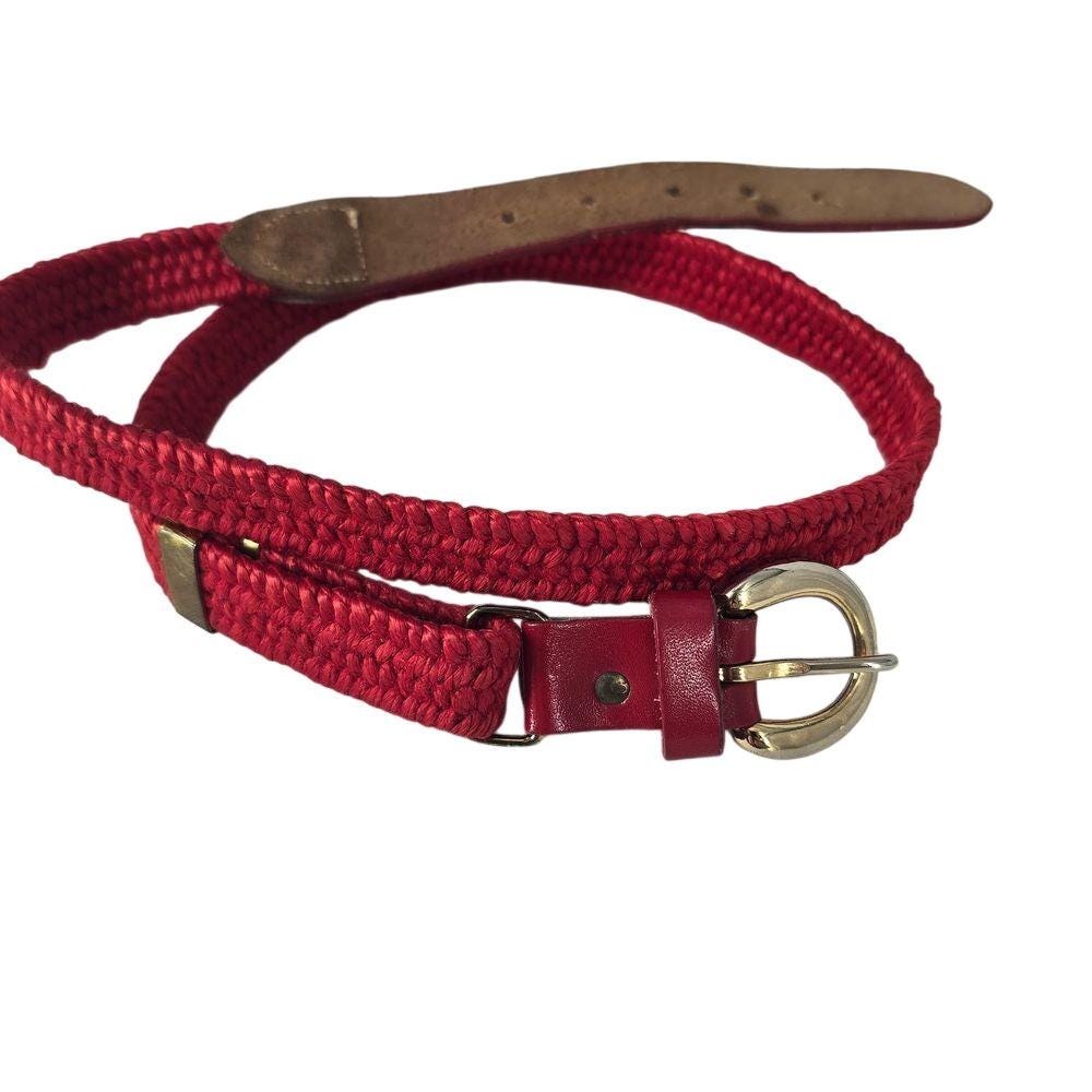 Vintage Red Belt with Gold Horseshoe Buckle Seraphina Belt - Classic Burgundy Italian Leather Gold  main image 3