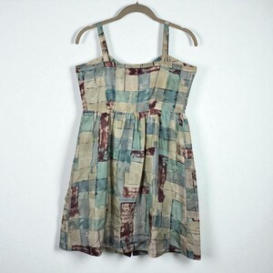 Maeve Anthropologie 100% Silk Button Front Mini Dress Woman 2 Abstract Print Y2K image 2