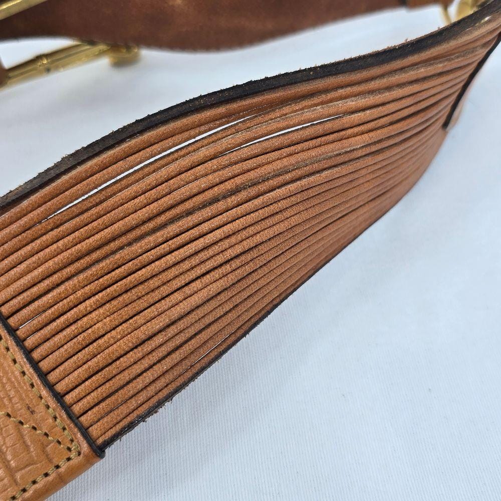 Doppia Vita Vintage Wide‎ Leather Belt Gold Buckle and Details Brown 75cm/28\