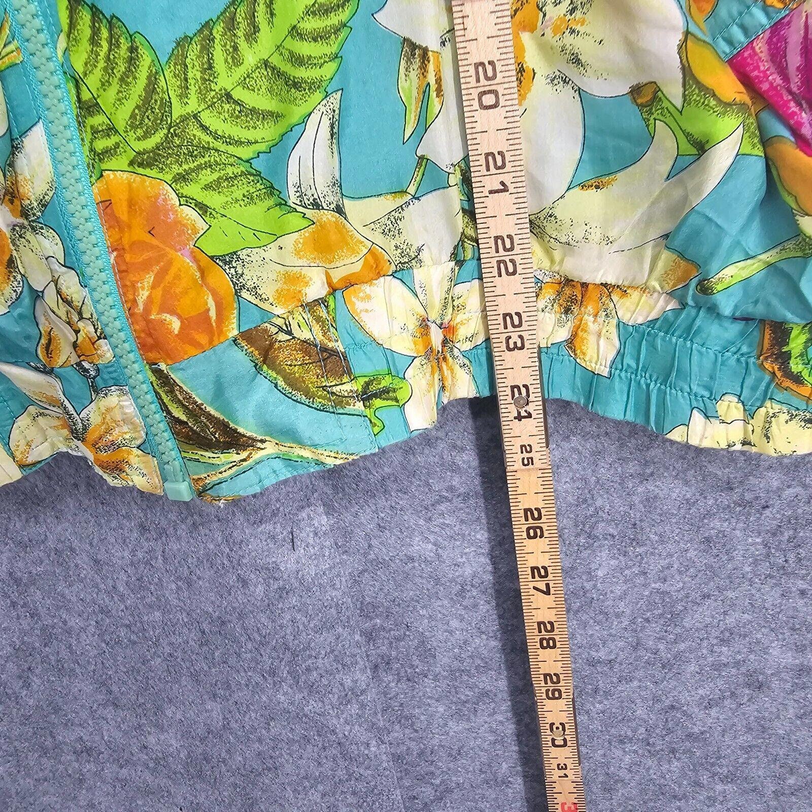 90s Malcom Flowers Women Jacket Medium Green Floral Pop Art