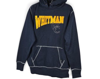 CI Sport Hoodie Womens M Whitman Navy Blue Contrast Stitch Applique EUC College