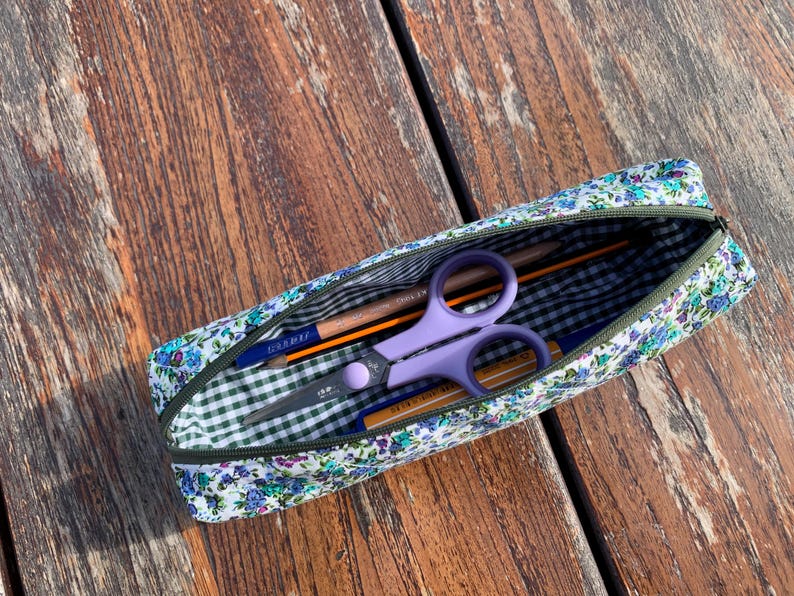 Green - Handmade Cotton Quilted Pencil Pouch 25 main image 1